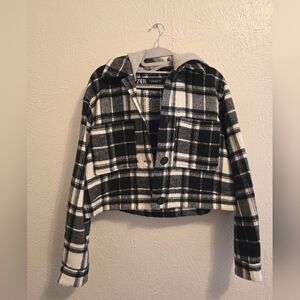 ZARA Black Plaid Women's Cropped Jacket